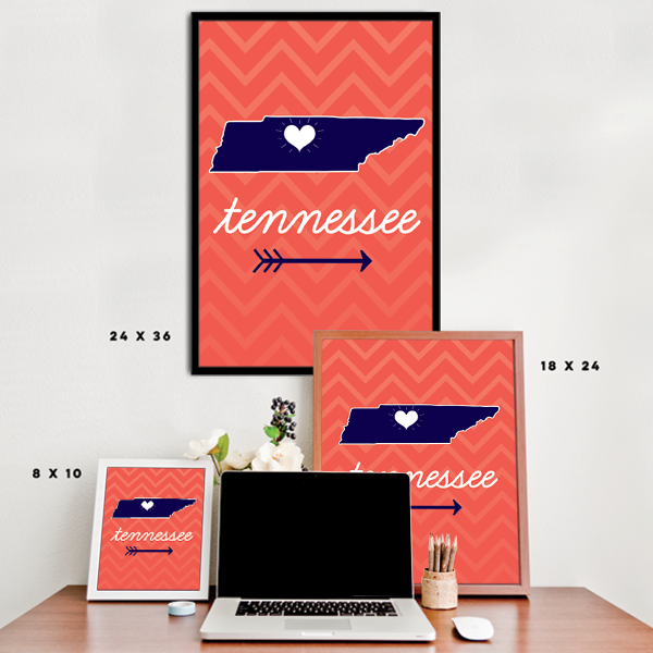 Tennessee State Chevron Pattern Poster