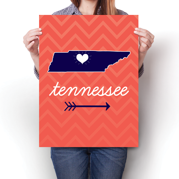 Tennessee State Chevron Pattern Poster