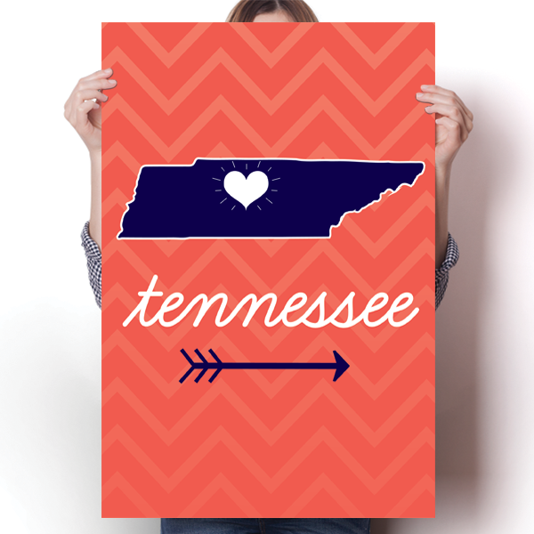 Tennessee State Chevron Pattern Poster