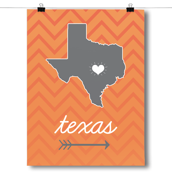 Texas State Chevron Pattern Poster