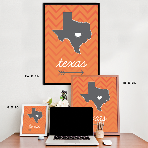 Texas State Chevron Pattern Poster