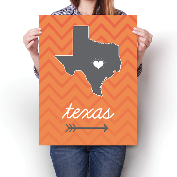 Texas State Chevron Pattern Poster