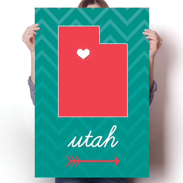 Utah State Chevron Pattern Poster