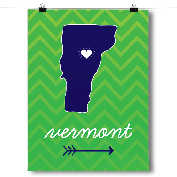 Vermont State Chevron Pattern Poster