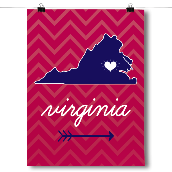 Virginia State Chevron Pattern Poster