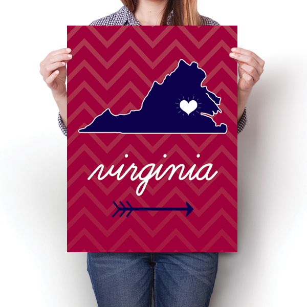 Virginia State Chevron Pattern Poster