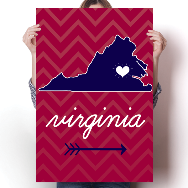 Virginia State Chevron Pattern Poster