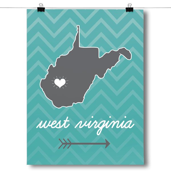 West Virginia State Chevron Pattern Poster
