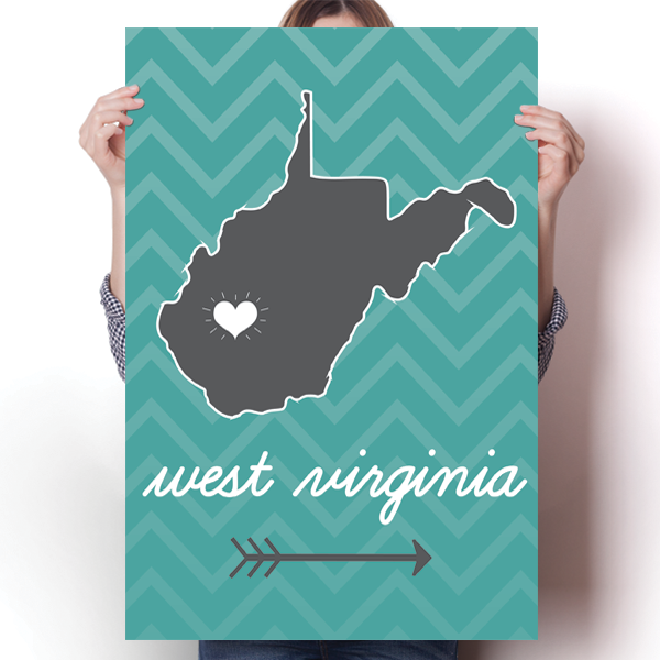 West Virginia State Chevron Pattern Poster