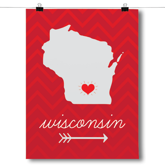 Wisconsin State Chevron Pattern Poster
