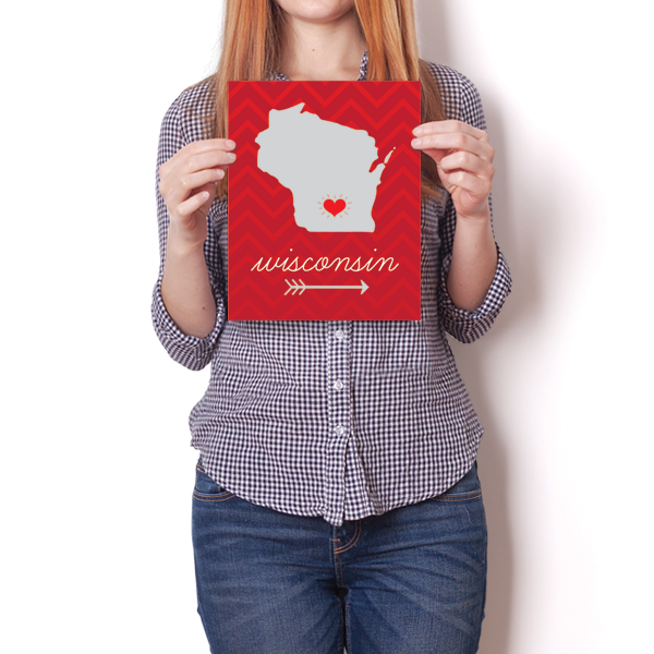 Wisconsin State Chevron Pattern Poster