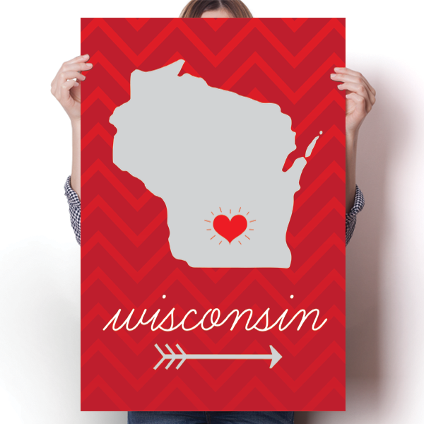Wisconsin State Chevron Pattern Poster