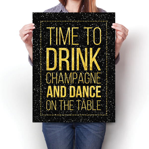 Drink Champagne & Dance Humor Funny Poster