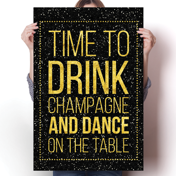 Drink Champagne & Dance Humor Funny Poster