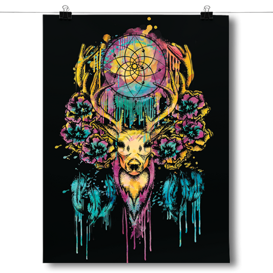 Deer Dreamcatcher Abstract Poster