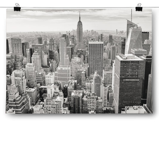 Black & White Birds Eye View New York City Skyline Poster