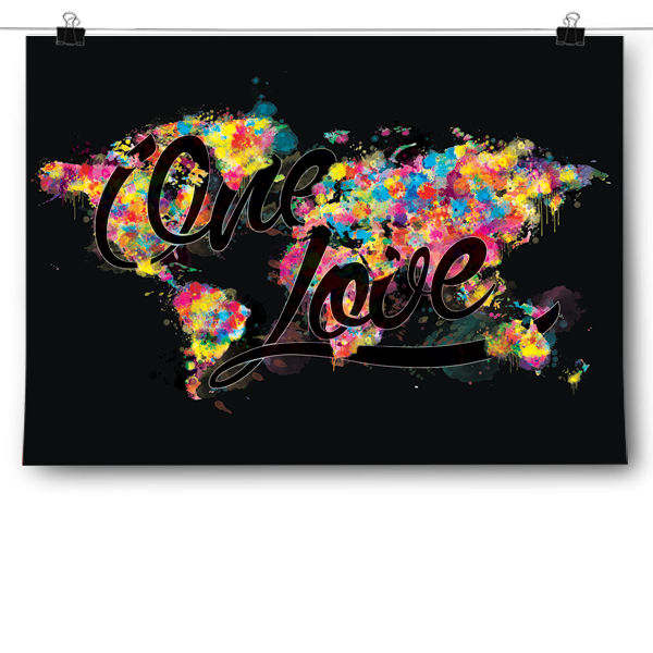 One Love World Map Poster