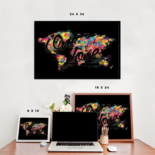 One Love World Map Poster