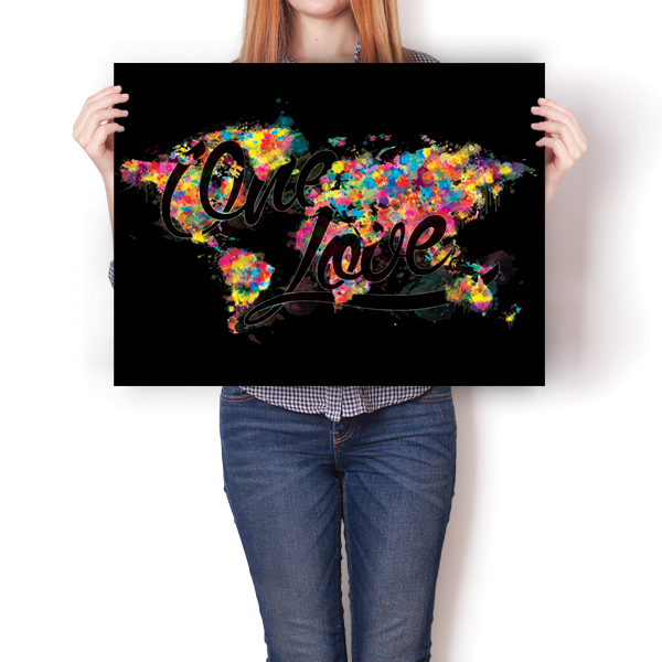 One Love World Map Poster
