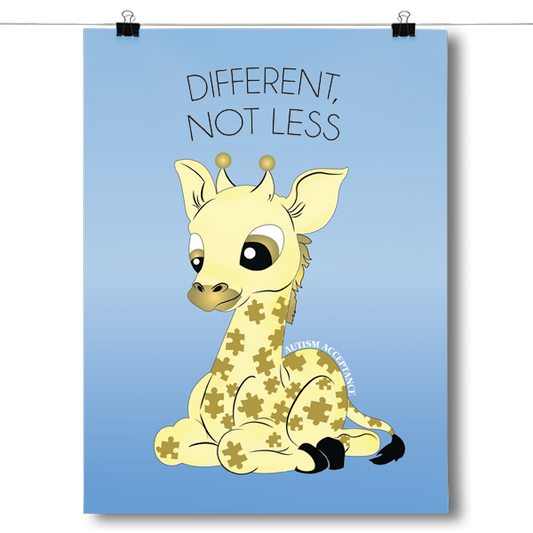Different Not Less - Autism Awareness Giraffe Poster