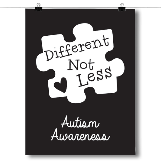 Different Not Less - Black Autism Awareness Puzzle Piece Poster