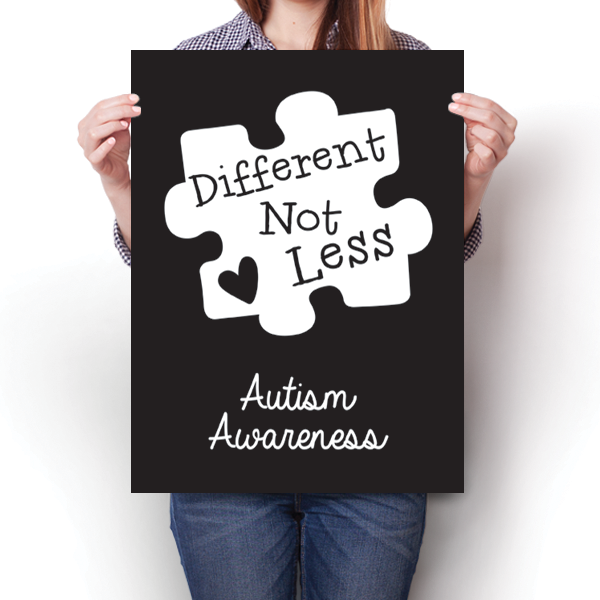 Different Not Less - Black Autism Awareness Puzzle Piece Poster