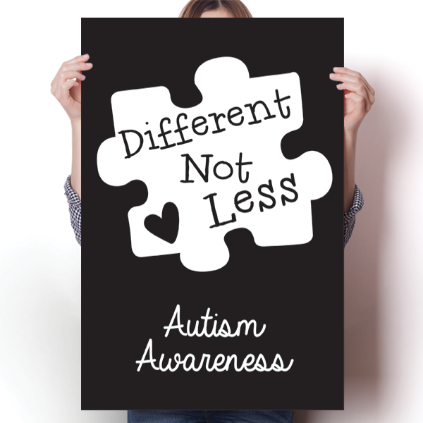 Different Not Less - Black Autism Awareness Puzzle Piece Poster