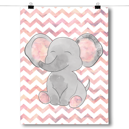 Baby Elephant Chevron Poster
