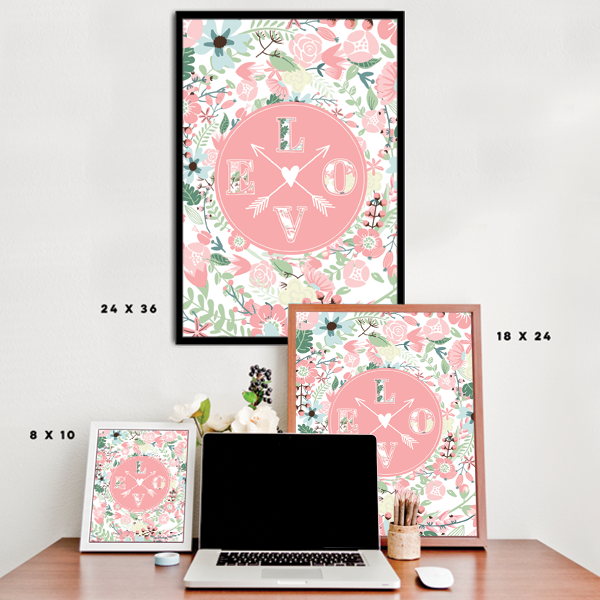 Cute LOVE Flower Pattern Poster