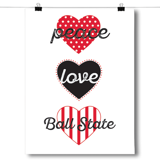 Peace, Love, Ball State - NCAA Poster