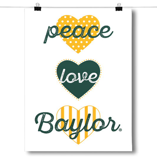 Peace, Love, Baylor - NCAA Poster