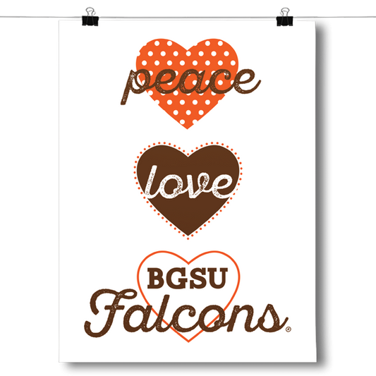 Peace, Love, BGSU Falcons - NCAA Poster