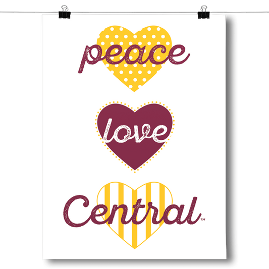 Peace, Love, Central - NCAA Poster