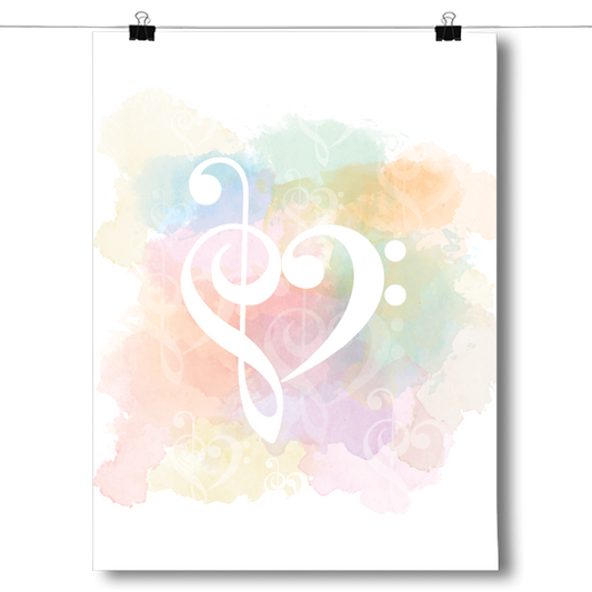 Treble Clef - Bass Clef Heart Poster