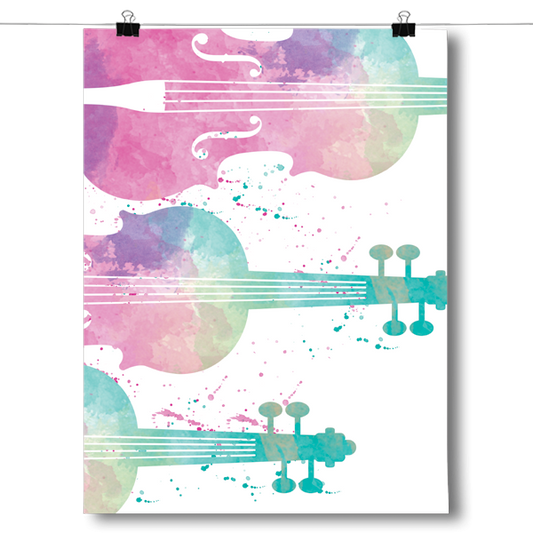 String Instrument Silhouette - Watercolor Poster