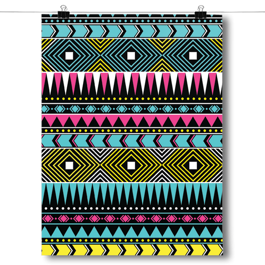 Neon Aztec Pattern Poster