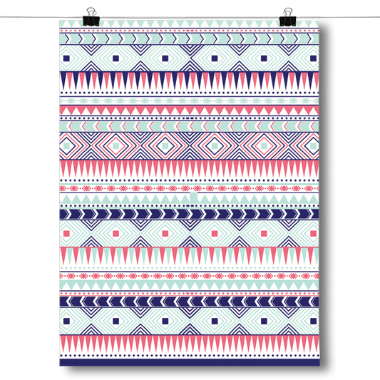 Coral and Mint Aztec Pattern Poster
