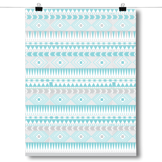 Blue and Gray Aztec Pattern Poster