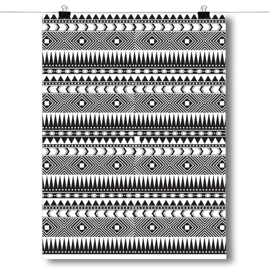 Black and White Aztec Pattern Poster