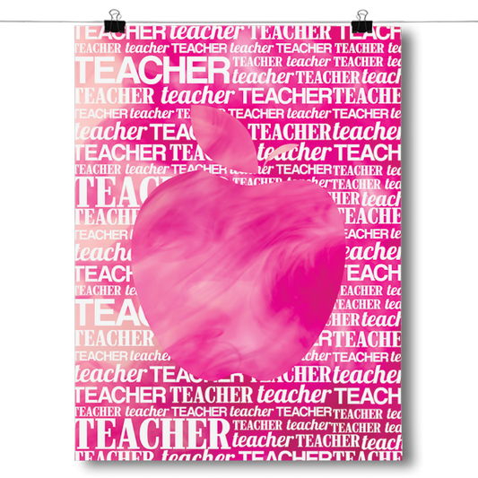 Apple Silhouette - Pink Watercolor Poster