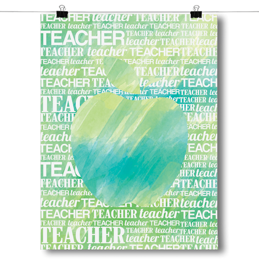 Apple Silhouette - Green Watercolor Poster