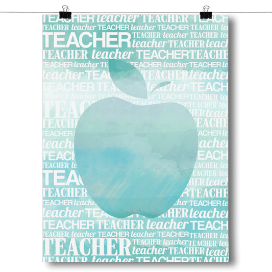 Apple Silhouette - Teal Watercolor Poster