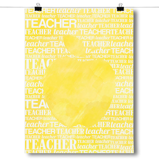 Apple Silhouette - Yellow Watercolor Poster