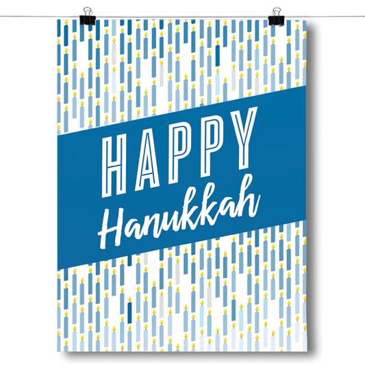 Happy Hanukkah - Candle Pattern Poster