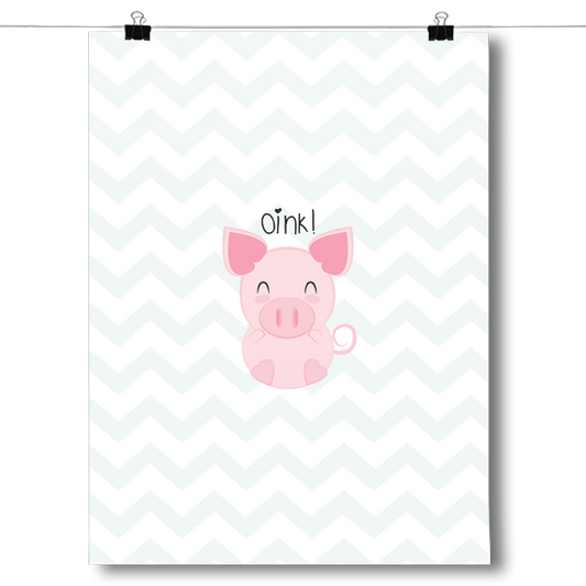 Oink! - Pig Chevron Poster