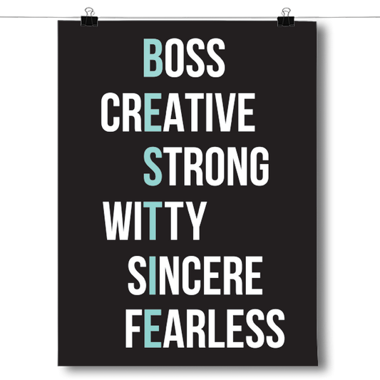 BESTIE - Teal on Black Poster