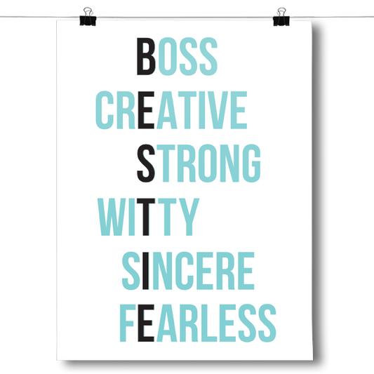 BESTIE - Teal on White Poster