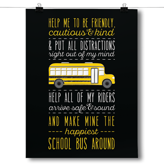 School Bus Driver Prayer - Black Poster