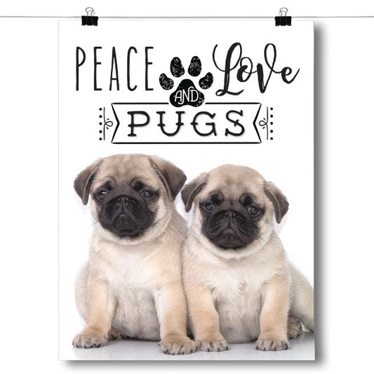 Peace Love and Pugs - Real Life Poster