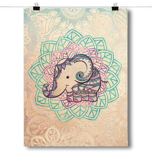 Tribal Mandala Baby Elephant Poster